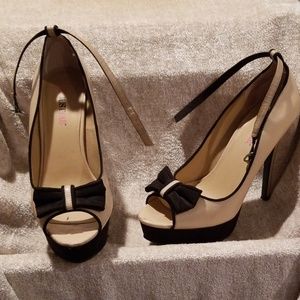 JustFab Marseille Two Tone Peep-Toe Pumps